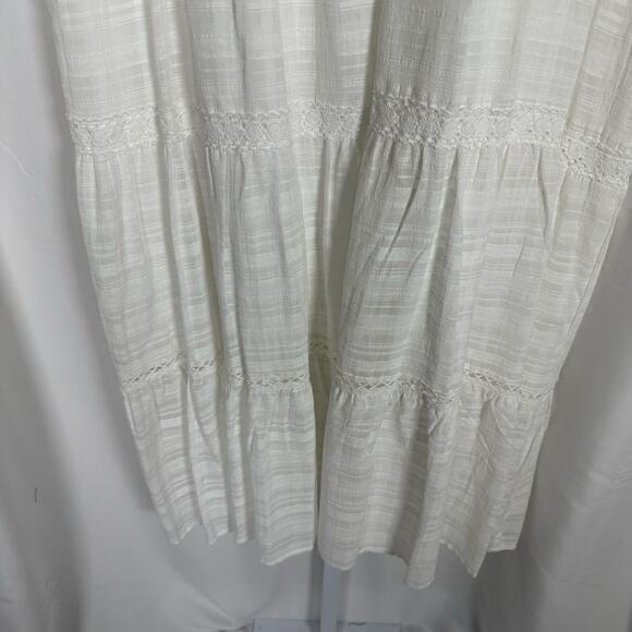 Nurture by Westbound White V-neck Tiered Maxi Dress Flutter‎ Sleeves 1X - Picture 5 of 9